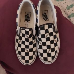 Checkered slip on vans